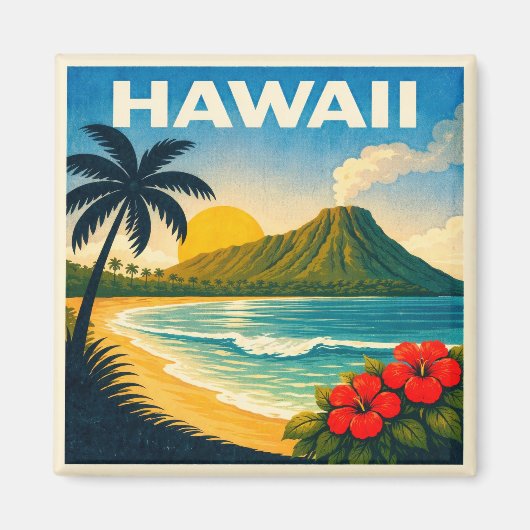 Hawaii Vintage Reisposter Magneet (Voorkant)