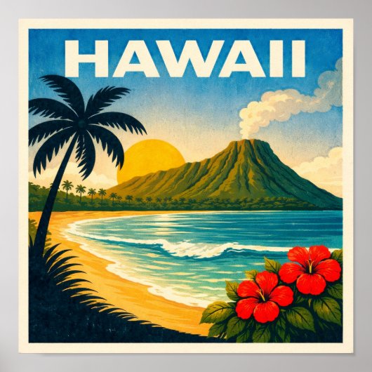 Hawaii Vintage Reisposter Poster (Voorkant)