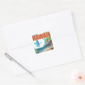 Hawaii vintage reisposter vierkante sticker (Envelop)