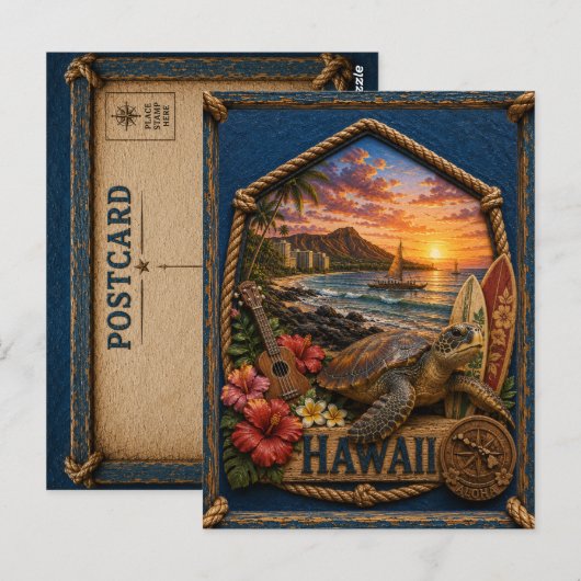 Hawaii Vintage Reizen Briefkaart (Voorkant / Achterkant)
