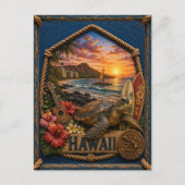Hawaii Vintage Reizen Briefkaart (Voorkant)