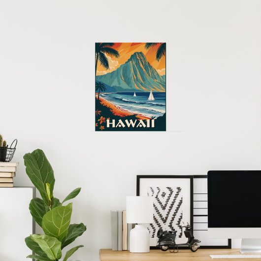 Hawaii Vintage Travel Poster (Thuiskantoor)