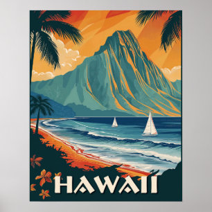 Hawaii Vintage Travel Poster