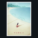 Hawaii Vintage Travel Poster<br><div class="desc">Een  reisposter van een vrouw op een strand in Hawaï,  geïnspireerd door de reisposters uit de jaren 20. De tekst leest Visit Hawaii. Oorspronkelijke hand getekend en digitaal weergegeven als illustratie door Henry Rivers voor Travel Poster Co.</div>
