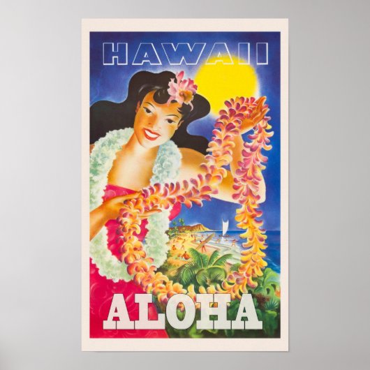 Hawaii Vintage Travel Poster (Voorkant)
