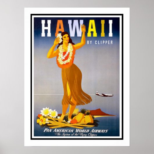 Hawaii Vintage Travel Poster (Voorkant)