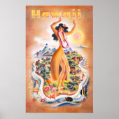 Hawaii Vintage Travel Poster (Voorkant)