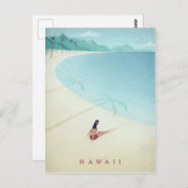 Hawaii Vintage Travel Poster - Art Briefkaart (Voorkant / Achterkant)