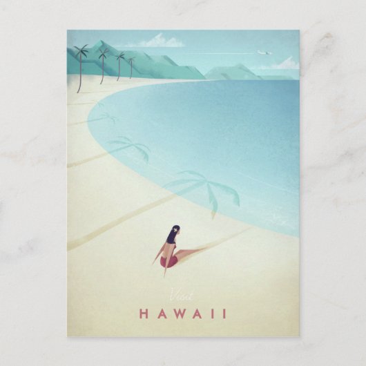 Hawaii Vintage Travel Poster - Art Briefkaart (Voorkant)