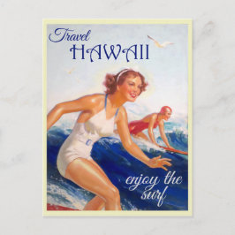 Hawaii Vintage Travel Poster Surfer Briefkaart