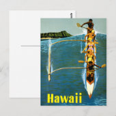 Hawaii Vintage Travel Poster teruggezet Briefkaart (Voorkant / Achterkant)