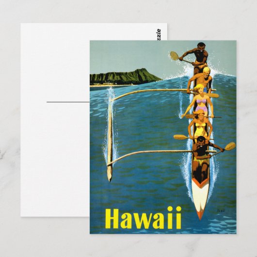 Hawaii Vintage Travel Poster teruggezet Briefkaart (Voorkant / Achterkant)