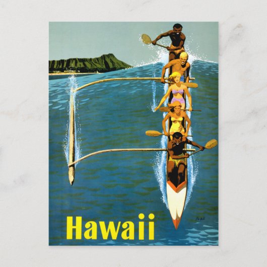 Hawaii Vintage Travel Poster teruggezet Briefkaart (Voorkant)