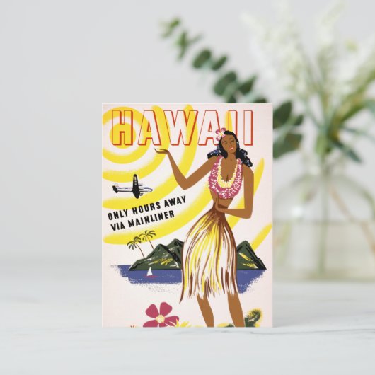 Hawaii Vintage Travel Poster teruggezet Briefkaart (Staand voorkant)