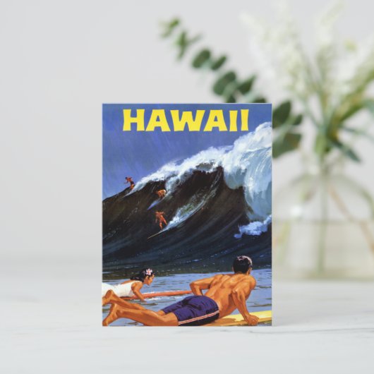 Hawaii Vintage Travel Poster teruggezet Briefkaart (Staand voorkant)