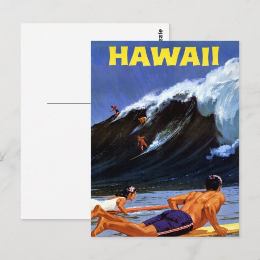 Hawaii Vintage Travel Poster teruggezet Briefkaart (Voorkant / Achterkant)