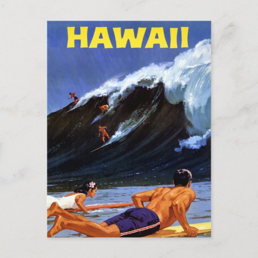 Hawaii Vintage Travel Poster teruggezet Briefkaart (Voorkant)