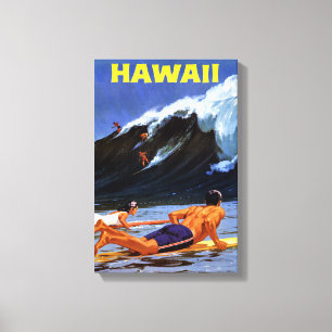 Hawaii Vintage Travel Poster teruggezet Canvas Afdruk
