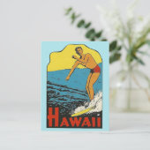 Hawaii Vintage Travel - Surfer Briefkaart (Staand voorkant)