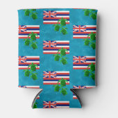 Hawaii Vlag en groene Zeeen Blikjeskoeler (Voorkant)