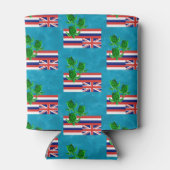 Hawaii Vlag en groene Zeeen Blikjeskoeler (Achterkant)