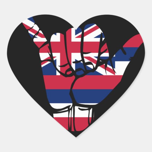 Hawaii vlag Shaka teken Hart Sticker (Voorkant)
