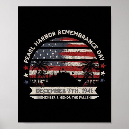 Hawaii Vlag T-shirt, Pearl Harbor Poster (Voorkant)