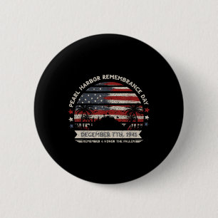 Hawaii Vlag T-shirt, Pearl Harbor Ronde Button 5,7 Cm
