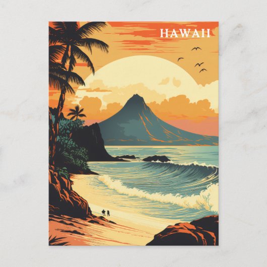 Hawaii Volcano Beach Vintage Reizen Briefkaart (Voorkant)