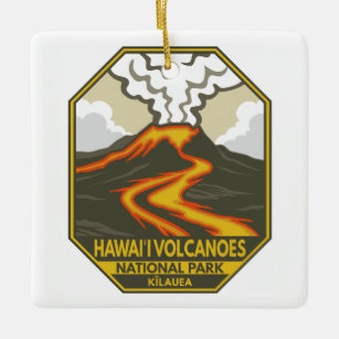 Hawaii Volcanoes Nationaal Park Kilauea Retro Keramisch Ornament