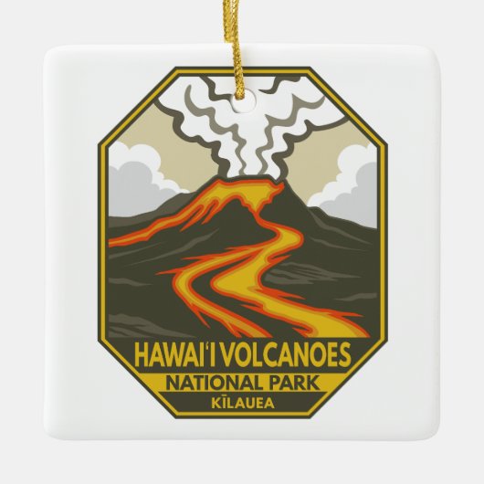 Hawaii Volcanoes Nationaal Park Kilauea Retro Keramisch Ornament (Voorkant)