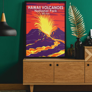 Hawaii Volcanoes Nationaal Park Vintage Poster