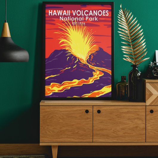 Hawaii Volcanoes Nationaal Park Vintage Poster