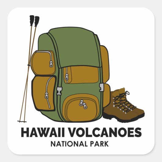 Hawaii Volcanoes National Park Backpack Vierkante Sticker (Voorkant)