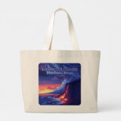 Hawaii Volcanoes National Park Big Island Retro Grote Tote Bag (Achterkant)