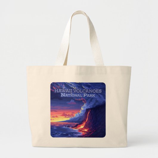 Hawaii Volcanoes National Park Big Island Retro Grote Tote Bag (Voorkant)