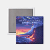 Hawaii Volcanoes National Park Big Island Retro Magneet (Voorkant / Achterkant)