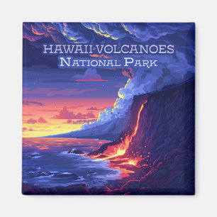 Hawaii Volcanoes National Park Big Island Retro Magneet