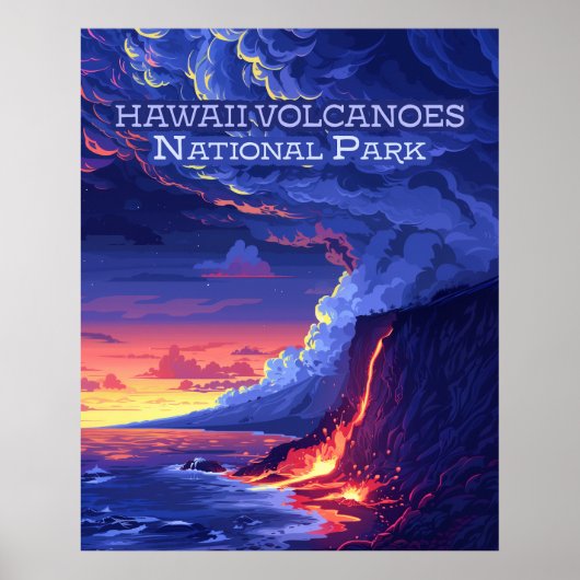Hawaii Volcanoes National Park Big Island Retro Poster (Voorkant)