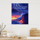 Hawaii Volcanoes National Park Big Island Retro Poster (Keuken)