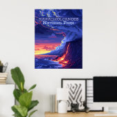 Hawaii Volcanoes National Park Big Island Retro Poster (Thuiskantoor)