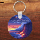 Hawaii Volcanoes National Park Big Island Retro Sleutelhanger (Achterkant)