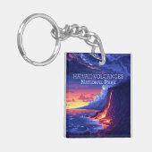 Hawaii Volcanoes National Park Big Island Retro Sleutelhanger (Voorkant Links)
