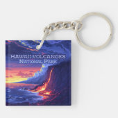 Hawaii Volcanoes National Park Big Island Retro Sleutelhanger (Achterkant)