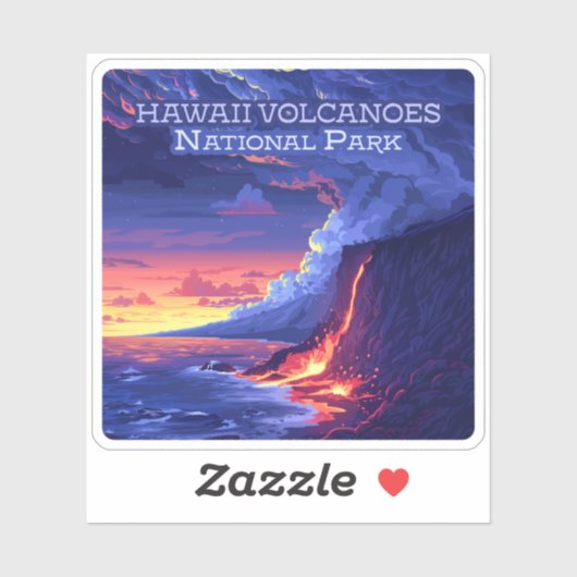 Hawaii Volcanoes National Park Big Island Retro Sticker (Vel)