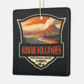 Hawaii Volcanoes National Park Illustratie Reizen Keramisch Ornament (Links)