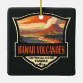 Hawaii Volcanoes National Park Illustratie Reizen Keramisch Ornament (Achterkant)