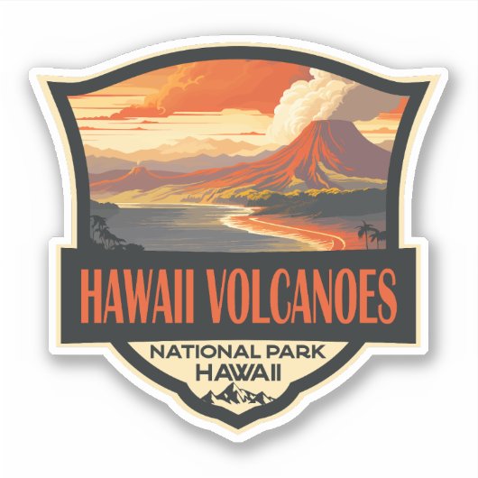 Hawaii Volcanoes National Park Illustratie Reizen Sticker (Voorkant)