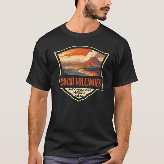 Hawaii Volcanoes National Park Illustratie Reizen T-shirt (Voorkant)