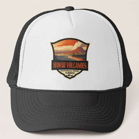 Hawaii Volcanoes National Park Illustratie Reizen Trucker Pet (Voorkant)